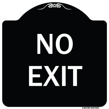 SignMission A-DES-BW-1818-9831 18 x 18 in. Designer Series Sign - No Exit&#44; Black & White