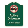 thumbnail image 1 of SignMission A-DES-G-1824-9999 18 x 24 in. Green Designer Series Sign - Active Driveway, Do Not Block with Graphic, 1 of 4