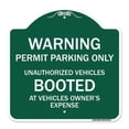 thumbnail image 1 of SignMission A-DES-GW-1818-22712 18 x 18 in. Designer Series Sign - Warning Permit Parking Only Unauthorized Vehicles Booted At Vehicle Owners Expense, Green & White, 1 of 4