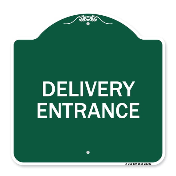 SignMission A-DES-GW-1818-22793 18 x 18 in. Designer Series Sign - Traffic Entrance Sign Delivery Entrance, Green & White