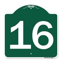 SignMission A-DES-GW-1818-22906 18 x 18 in. Designer Series Sign - Sign with Number 16, Green & White