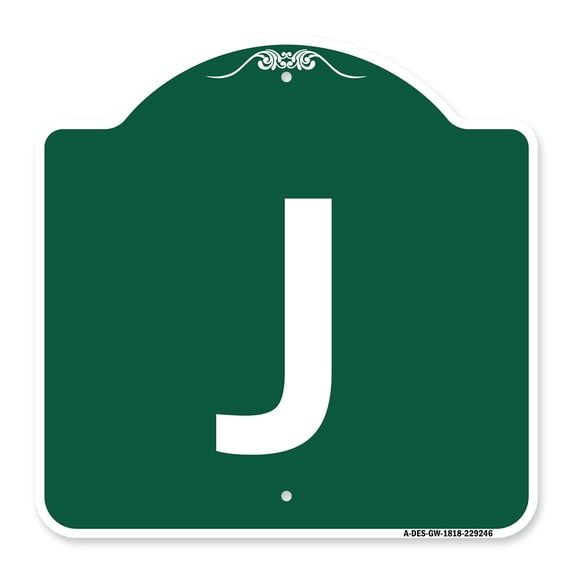 SignMission A-DES-GW-1818-22946 18 x 18 in. Designer Series Sign - Sign with Letter J , Green & White