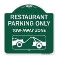 thumbnail image 1 of SignMission A-DES-GW-1818-22978 18 x 18 in. Designer Series Sign - Restaurant Parking Only Tow-Away Zone with Car Tow Graphic, Green & White, 1 of 4