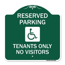 SignMission A-DES-GW-1818-23005 18 x 18 in. Designer Series Sign - Reserved Parking Tenants Only No Visitors with Graphic, Green & White
