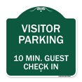 thumbnail image 1 of SignMission A-DES-GW-1818-23018 18 x 18 in. Designer Series Sign - Reserved Parking Sign Visitor Parking 10 Min. Guest Check In, Green & White, 1 of 4