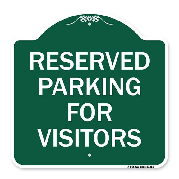 SignMission A-DES-GW-1818-23352 18 x 18 in. Designer Series Sign - Parking Space Reserved Sign Parking Reserved for Visitors, Green & White