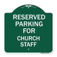 thumbnail image 1 of SignMission A-DES-GW-1818-23393 18 x 18 in. Designer Series Sign - Parking Reserved for Church Staff, Green & White, 1 of 4