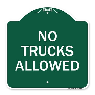 SignMission A-DES-GW-1818-23419 18 x 18 in. Designer Series Sign - Parking Lot Sign No Trucks Allowed&#44; Green & White