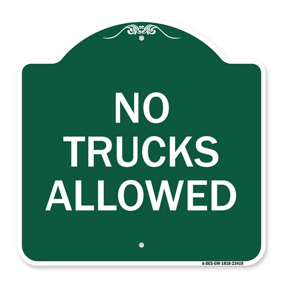 SignMission A-DES-GW-1818-23419 18 x 18 in. Designer Series Sign - Parking Lot Sign No Trucks Allowed, Green & White