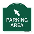 thumbnail image 1 of SignMission A-DES-GW-1818-23464 18 x 18 in. Designer Series Sign - Parking Area with Upper Left Arrow, Green & White, 1 of 4
