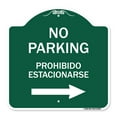 thumbnail image 1 of SignMission A-DES-GW-1818-23596 18 x 18 in. Designer Series Sign - No Parking Prohibido Estacionarse with Left Arrow, Green & White, 1 of 4
