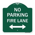 thumbnail image 1 of SignMission A-DES-GW-1818-23738 18 x 18 in. Designer Series Sign - No Parking Fire Lane with Bidirectional Arrow, Green & White, 1 of 4
