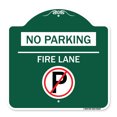 thumbnail image 1 of SignMission A-DES-GW-1818-23810 18 x 18 in. Designer Series Sign - No Parking - Fire Lane with No Parking Symbol, Green & White, 1 of 4
