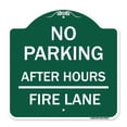 thumbnail image 1 of SignMission A-DES-GW-1818-23815 18 x 18 in. Designer Series Sign - No Parking After Hours Fire Lane, Green & White, 1 of 4