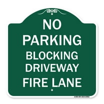 SignMission A-DES-GW-1818-23852 18 x 18 in. Designer Series Sign - No Blocking Driveway Fire Lane, Green & White