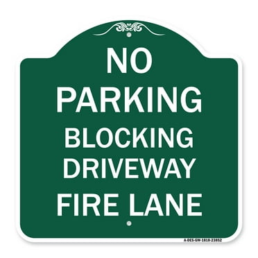 SignMission A-DES-GW-1818-23852 18 x 18 in. Designer Series Sign - No Blocking Driveway Fire Lane&#44; Green & White