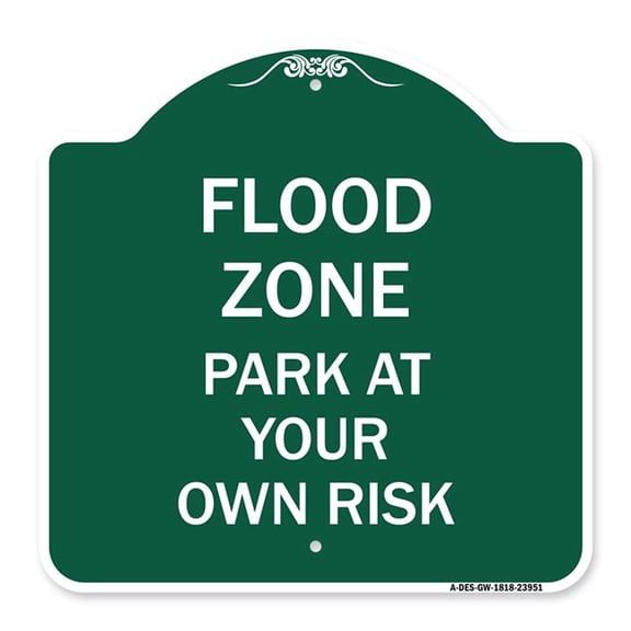 SignMission A-DES-GW-1818-23951 18 x 18 in. Designer Series Sign - Flood Zone, Green & White