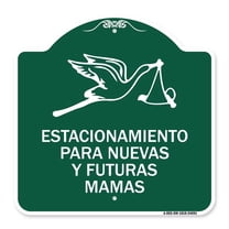 SignMission A-DES-GW-1818-24091 18 x 18 in. Designer Series Sign - Estacionamento Para Nuevas Y Futuras Mamas, Green & White