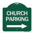 thumbnail image 1 of SignMission A-DES-GW-1818-24271 18 x 18 in. Designer Series Sign - Church Parking with Right Arrow, Green & White, 1 of 4