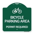 thumbnail image 1 of SignMission A-DES-GW-1818-24324 18 x 18 in. Designer Series Sign - Bicycle Parking Area - Permit Required with Graphic, Green & White, 1 of 4