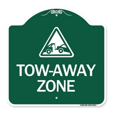 SignMission A-DES-GW-1818-24411 18 x 18 in. Designer Series Sign - Tow-Away Zone with Graphic&#44; Green & White