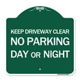 thumbnail image 1 of SignMission A-DES-GW-1818-24628 18 x 18 in. Designer Series Sign - Keep Driveway Clear No Parking Day or Night, Green & White, 1 of 4