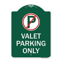 SignMission A-DES-GW-1824-22763 18 x 24 in. Designer Series Sign - Valet Parking Only , Green & White