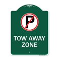 thumbnail image 1 of SignMission A-DES-GW-1824-22804 18 x 24 in. Designer Series Sign - Tow Away Zone with No Parking Symbol, Green & White, 1 of 4