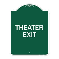 SignMission A-DES-GW-1824-22822 18 x 24 in. Designer Series Sign - Theater Exit, Green & White