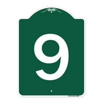 SignMission A-DES-GW-1824-22899 18 x 24 in. Designer Series Sign - Sign with Number 9, Green & White