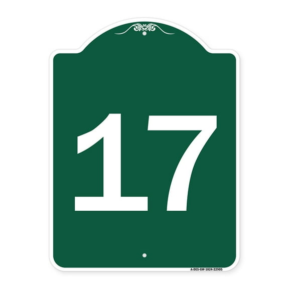 SignMission A-DES-GW-1824-22905 18 x 24 in. Designer Series Sign - Sign with Number 17, Green & White