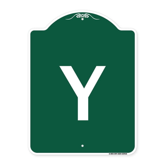 SignMission A-DES-GW-1824-22916 18 x 24 in. Designer Series Sign - Sign with Letter Y , Green & White