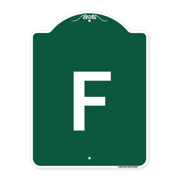 SignMission A-DES-GW-1824-22954 18 x 24 in. Designer Series Sign - Sign with Letter F , Green & White