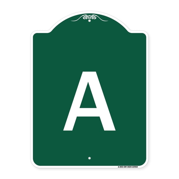 SignMission A-DES-GW-1824-22964 18 x 24 in. Designer Series Sign - Sign with Letter A , Green & White