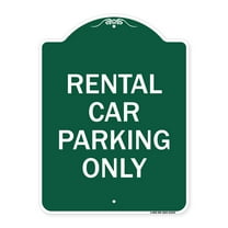 SignMission A-DES-GW-1824-23224 18 x 24 in. Designer Series Sign - Rental Car Parking Only, Green & White