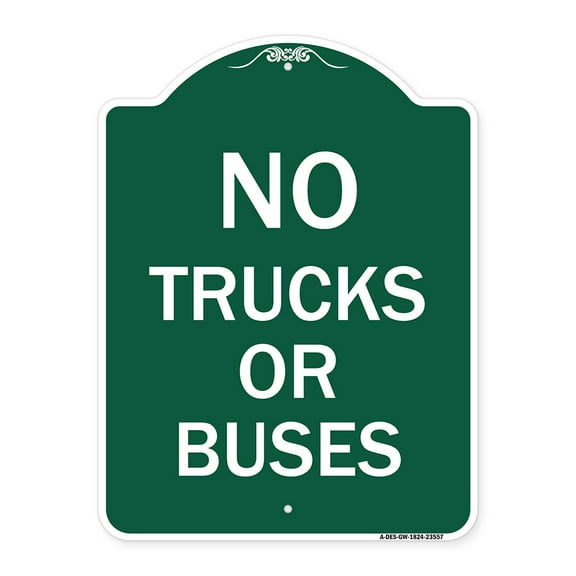 SignMission A-DES-GW-1824-23557 18 x 24 in. Designer Series Sign - No Trucks or Buses, Green & White