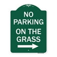thumbnail image 1 of SignMission A-DES-GW-1824-23686 18 x 24 in. Designer Series Sign - No Parking on the Grass with Right Arrow, Green & White, 1 of 4