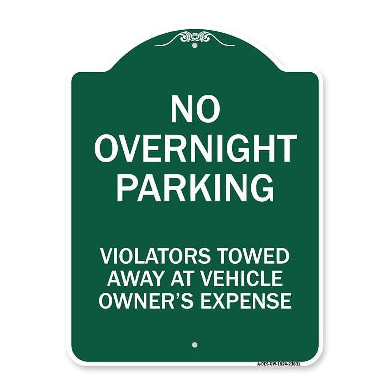SignMission 18 x 24 in. Designer Series Sign - No Overnight Parking 