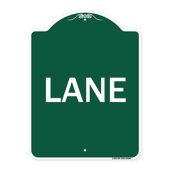 SignMission A-DES-GW-1824-23890 18 x 24 in. Designer Series Sign - Lane, Green & White