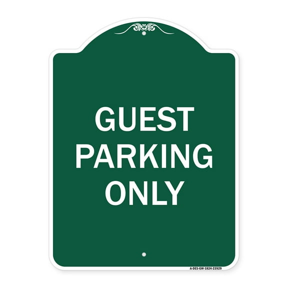 SignMission A-DES-GW-1824-23929 18 x 24 in. Designer Series Sign - Guest Parking Only, Green & White