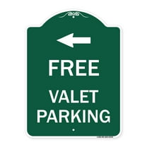 SignMission A-DES-GW-1824-23943 18 x 24 in. Designer Series Sign - Free Valet Parking with Left Arrow, Green & White