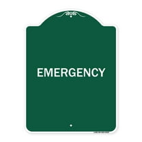 SignMission A-DES-GW-1824-24107 18 x 24 in. Designer Series Sign - Emergency, Green & White