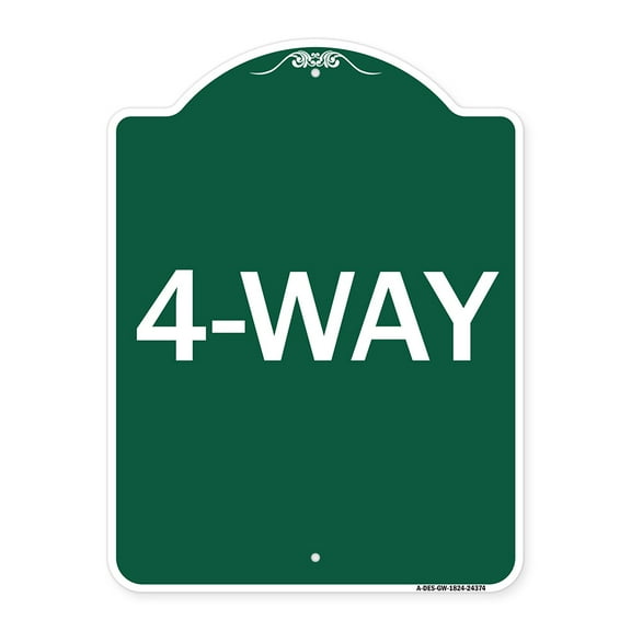 SignMission A-DES-GW-1824-24374 18 x 24 in. Designer Series Sign - 4-Way, Green & White