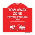 thumbnail image 1 of SignMission A-DES-RW-1818-22802 18 x 18 in. Designer Series Sign - Tow Away Zone Private Parking Only with Car Towing Symbol, Red & White, 1 of 4