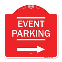 SignMission A-DES-RW-1818-22823 18 x 18 in. Designer Series Sign - Thanks for Coming Turn Right for Exit Event Parking with Right Arrow, Red & White