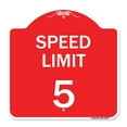 thumbnail image 1 of SignMission A-DES-RW-1818-22876 18 x 18 in. Designer Series Sign - Speed Regulation Sign Speed Limit 5 MPH, Red & White, 1 of 4
