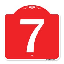 SignMission A-DES-RW-1818-22901 18 x 18 in. Designer Series Sign - Sign with Number 7, Red & White