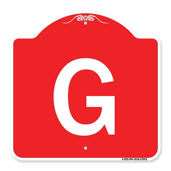 SignMission A-DES-RW-1818-22952 18 x 18 in. Designer Series Sign - Sign with Letter G , Red & White