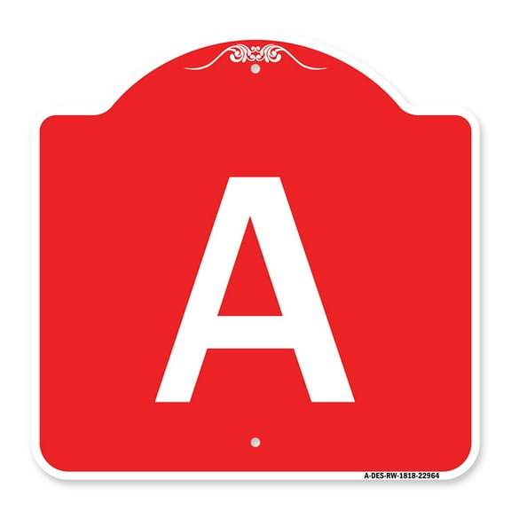 SignMission A-DES-RW-1818-22964 18 x 18 in. Designer Series Sign - Sign with Letter A , Red & White