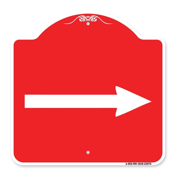 SignMission A-DES-RW-1818-22975 18 x 18 in. Designer Series Sign - Right Arrow Symbol, Red & White
